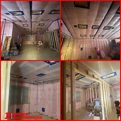 Batt insulation, vaulted ceiling R-72, walls R-24