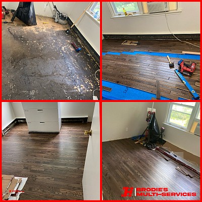 Prep of sub floor, Hardwood flooring, trim